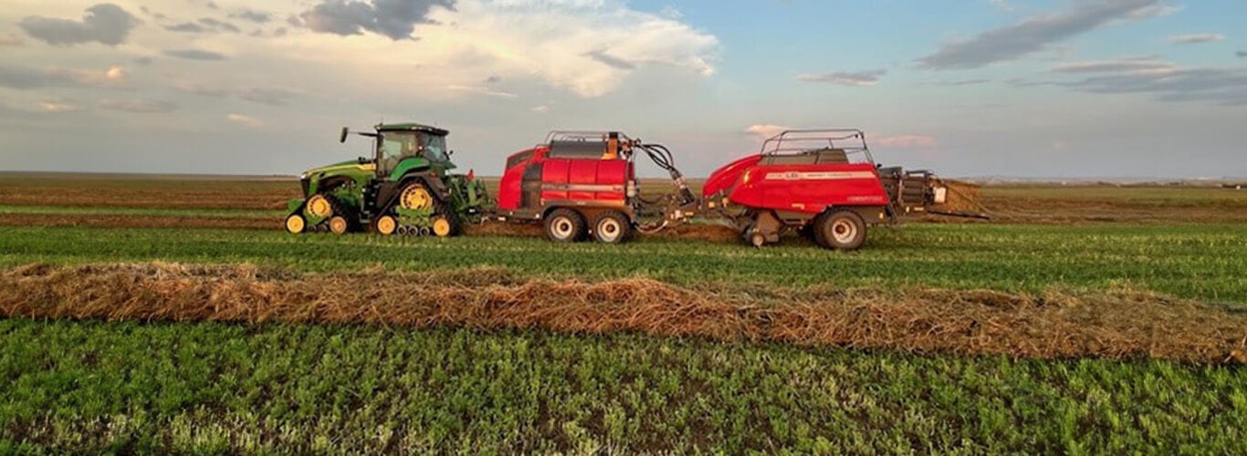 John Deere baling square bales.